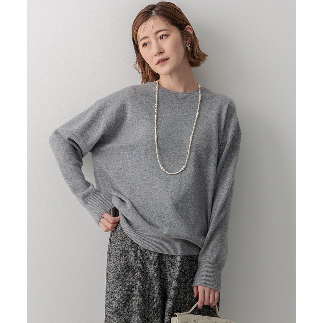 23区（大きいサイズ） 【洗える】ピュアカシミヤ クルーネック ニット