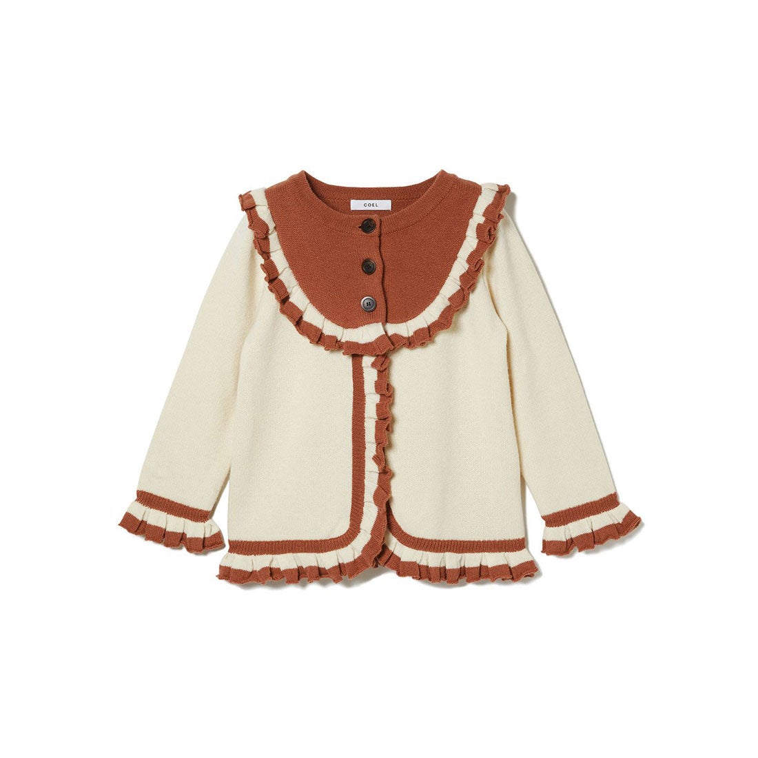 コエル COEL バイカラーフリルカーディガン （アイボリー