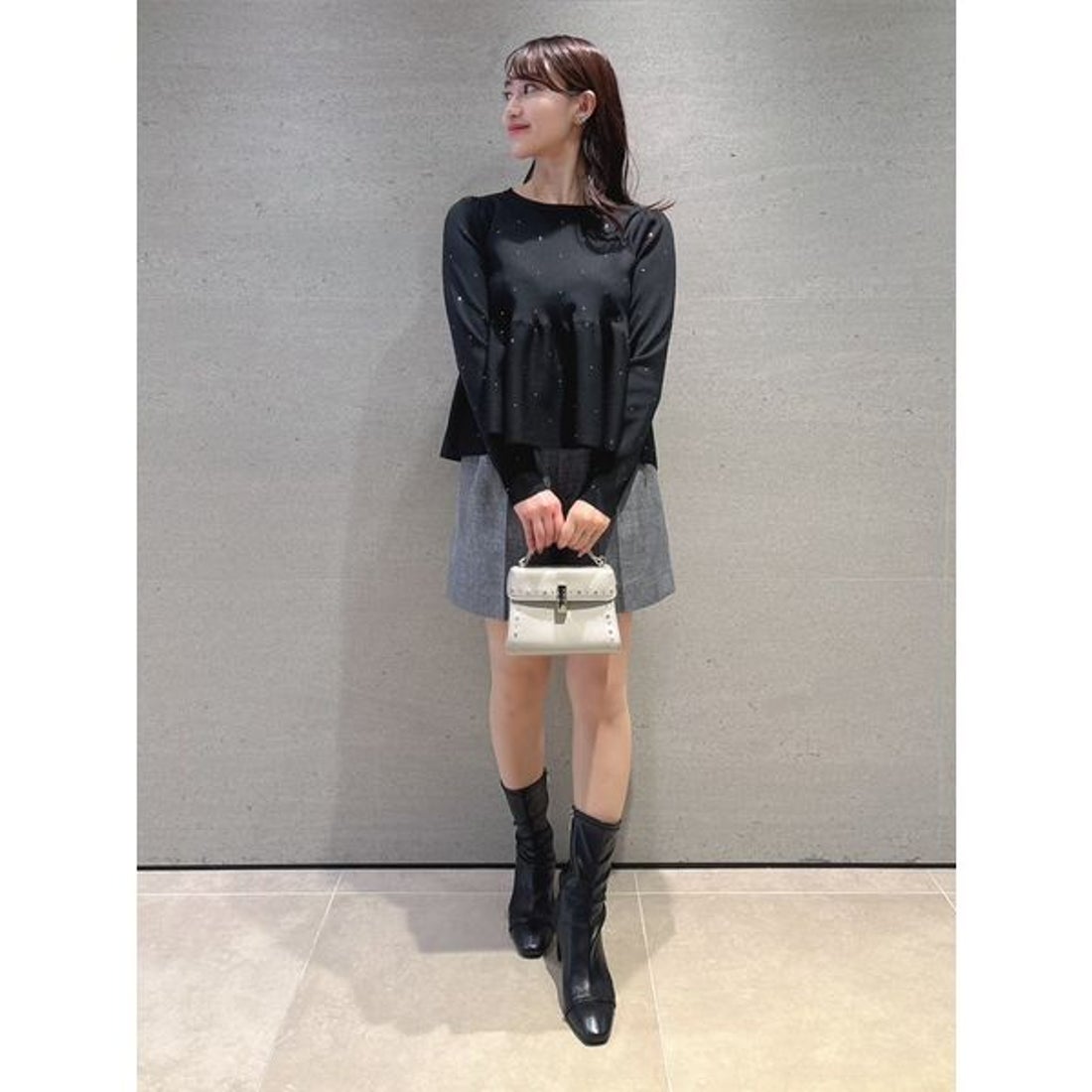 セルフォード CELFORD ビジュー＆リボンクリップ付きストレッチブーツ