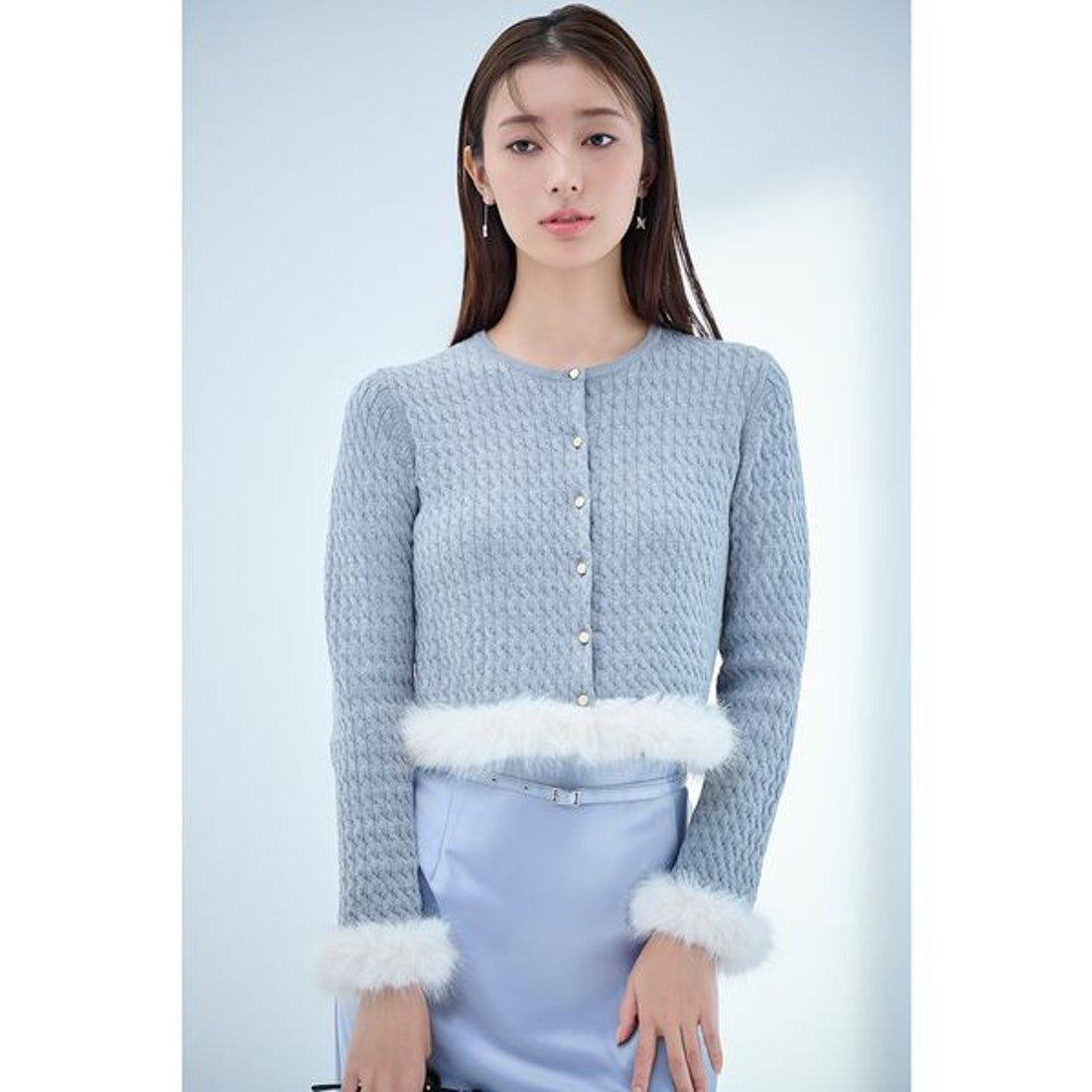 セルフォード CELFORD カシミア混ファートリムカーディガン （LGRY