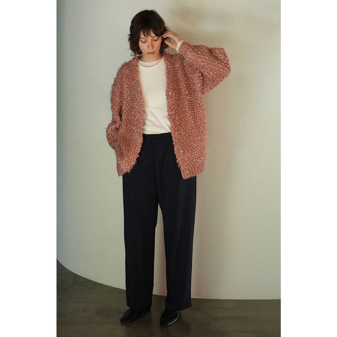 クラネ CLANE MIX LOOP MOHAIR KNIT CARDIGAN （BEIGE） -アウトレット