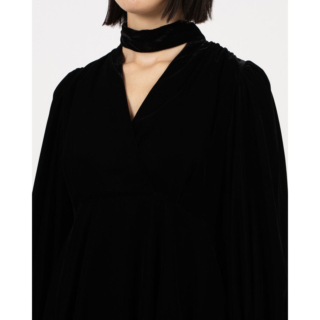 クラネ CLANE VELOR BALLOON MINI ONEPIECE （BLACK） - ファッション
