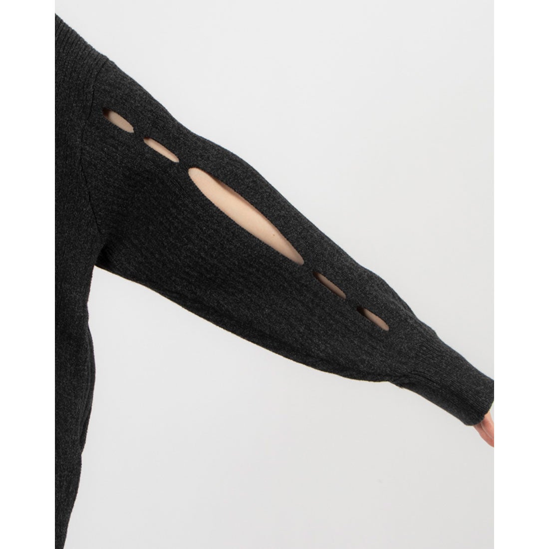 クラネ CLANE W FACE COLOR MIX HOLE SLEEVE C/D （BLACK