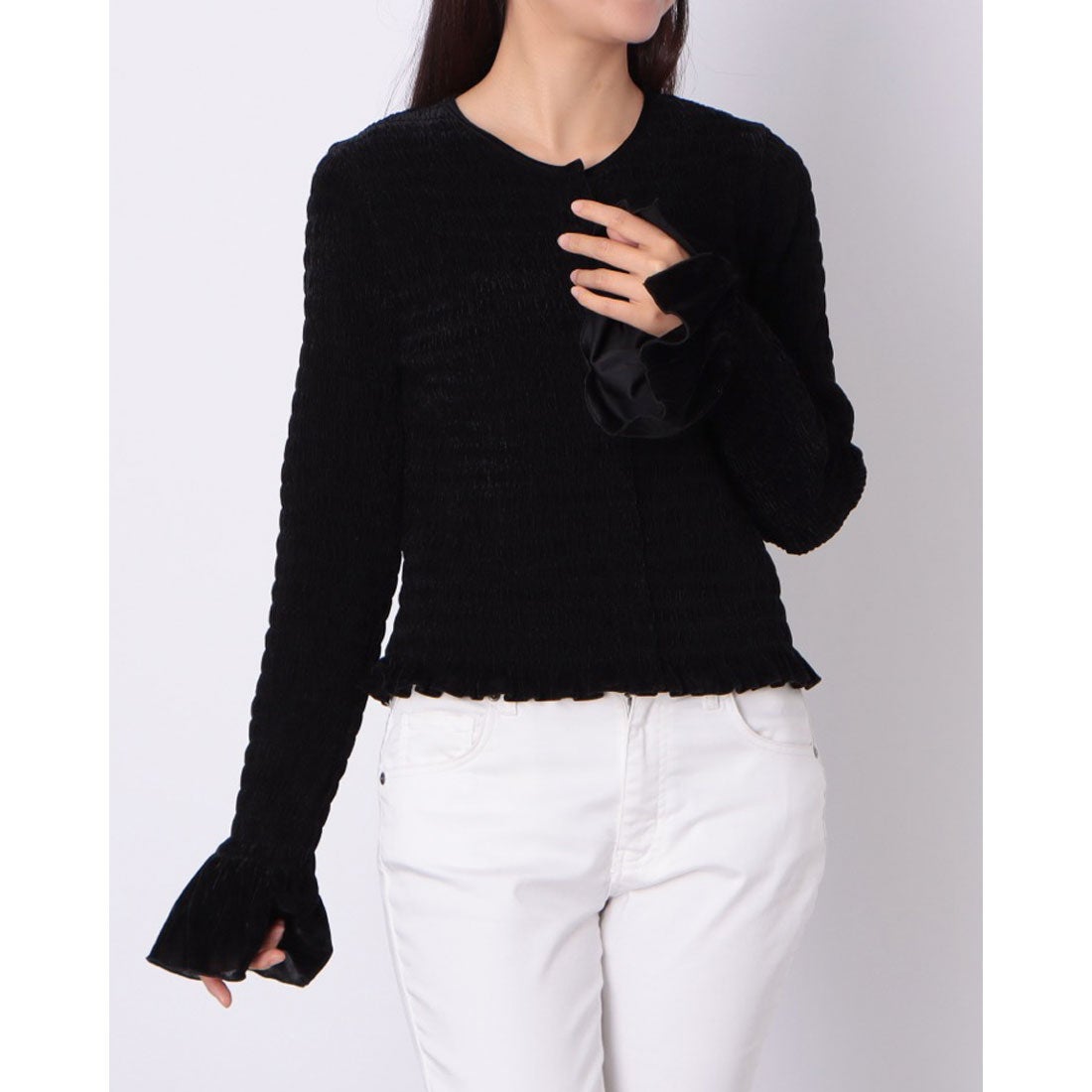 クラネ CLANE SHIRRING DESIGN BLOUSE （BLACK） - ファッション通販