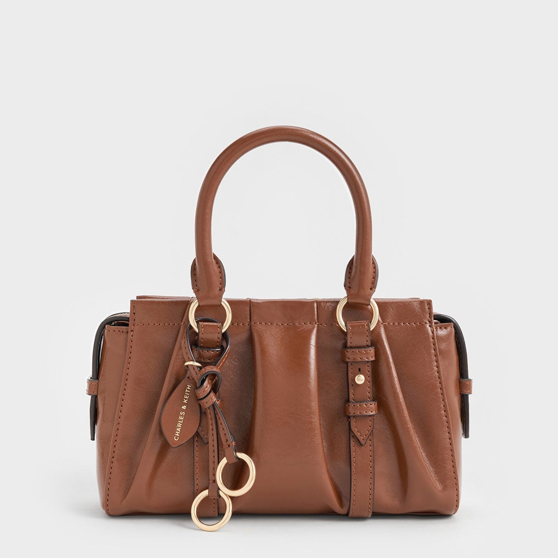 CHARLES & KEITH Britton ブリットン ルーシュドトップハンドルトート