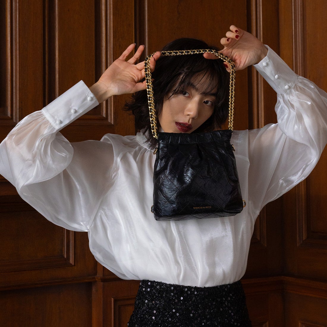 CHARLES & KEITH Duo ドゥオ チェーンハンドルツーウェイバックパック