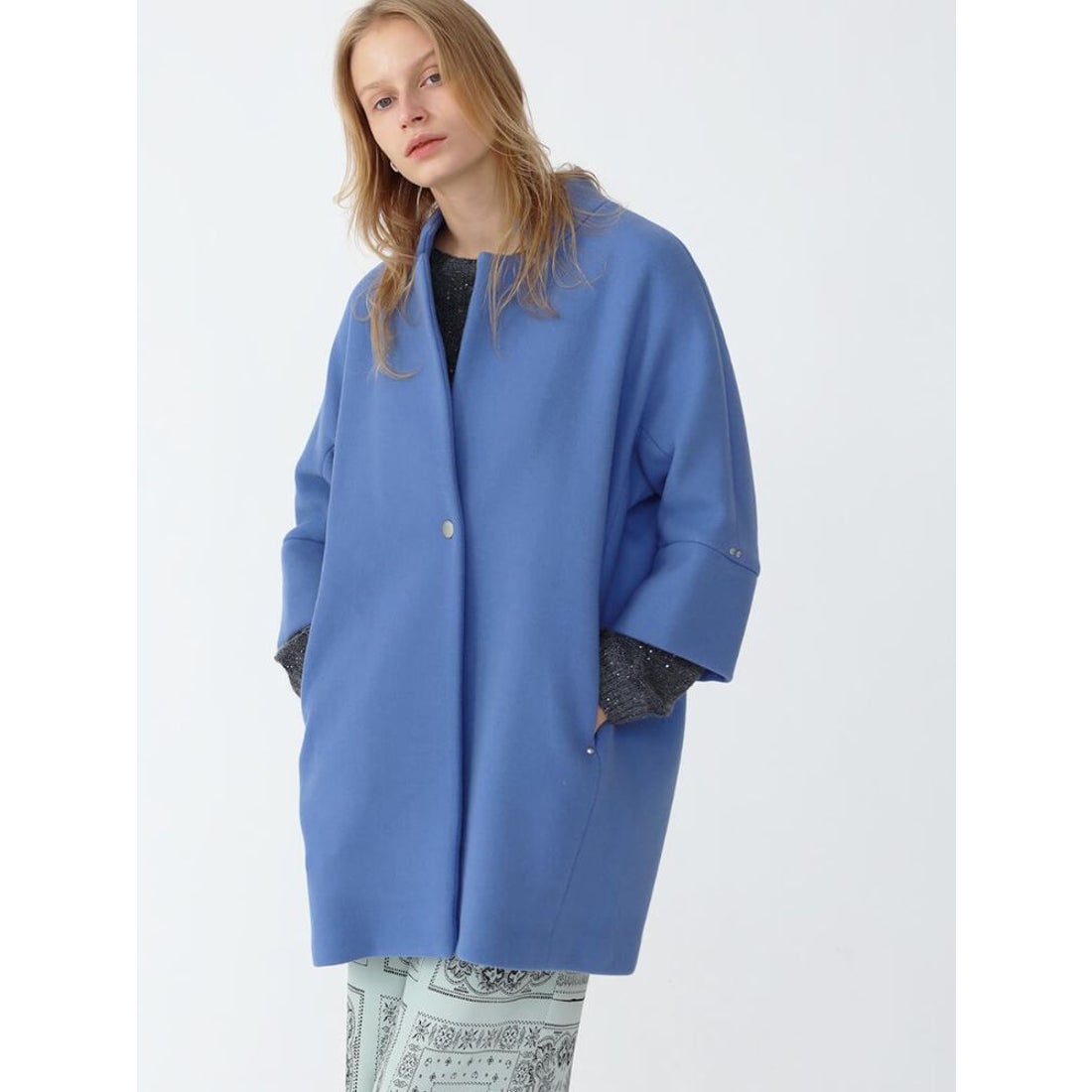 アーガ Aga Double Meltonコクーンコート （ブルー） -靴