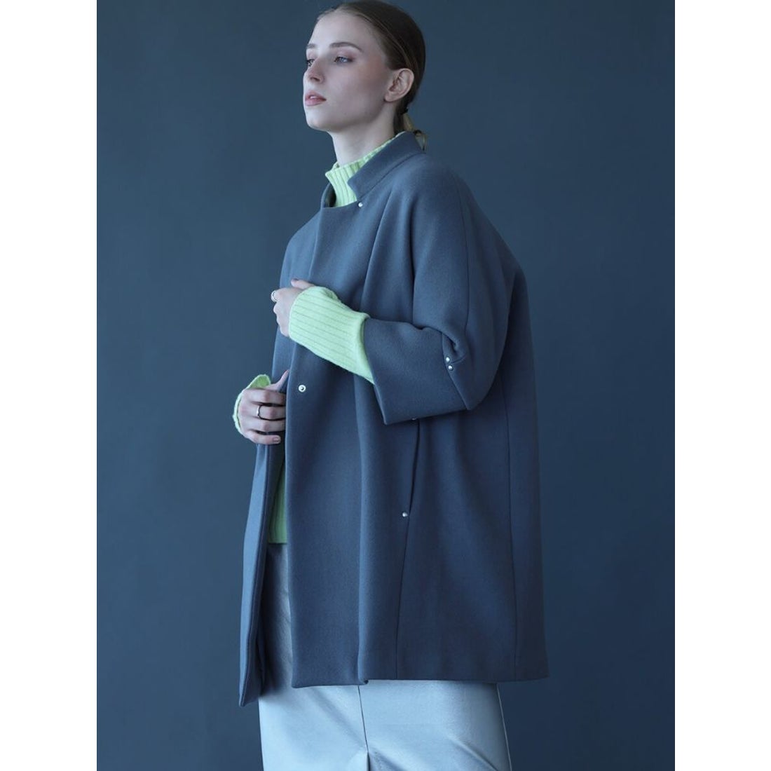 アーガ Aga ダブルメルトンコクーンコート （スカイブルー