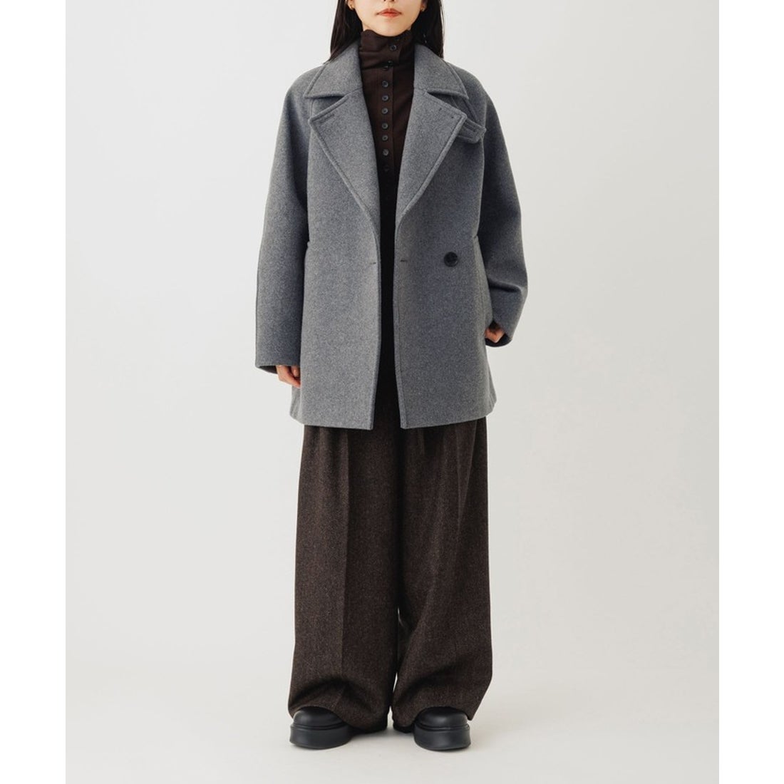 アダム エ ロペ ADAM ET ROPE' ウールボンディングミドルコート