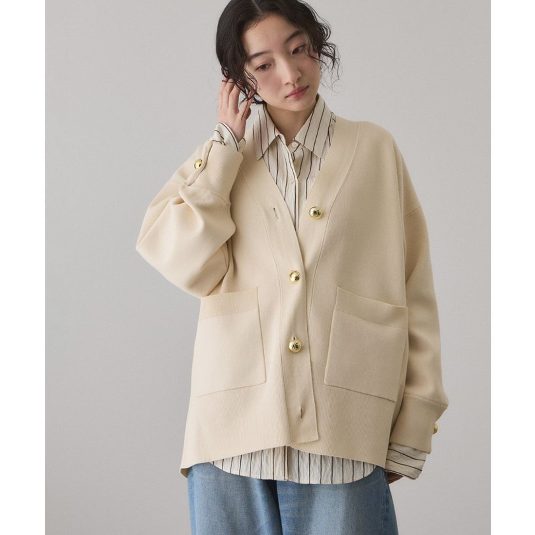 アダム エ ロペ ADAM ET ROPE' 【サステナブル】ロゴボタンミドル