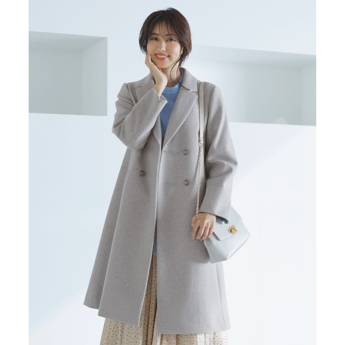 ANY SIS ウールライクノーブルチェスター コート （ライトグレー