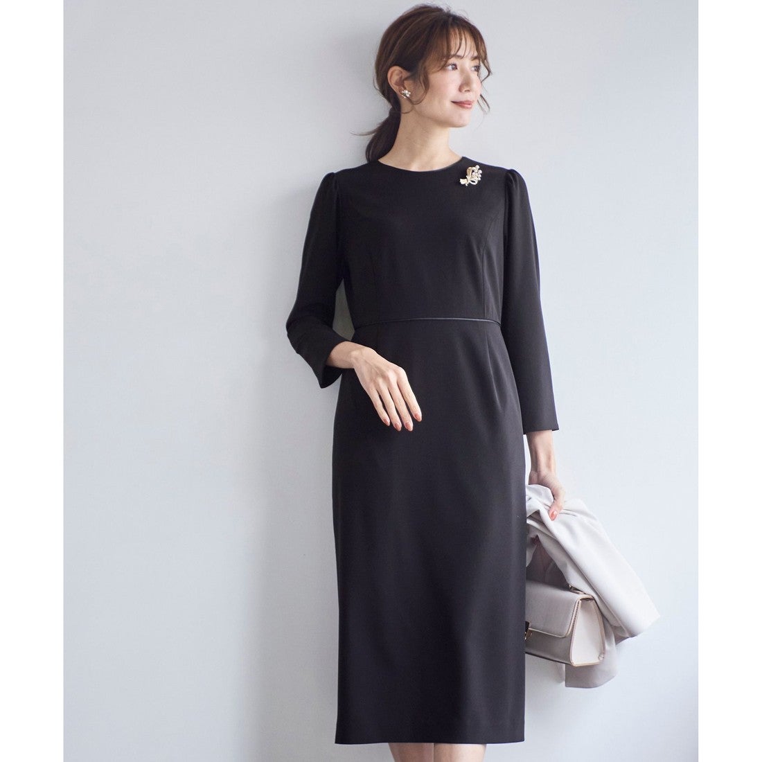 ANY SIS 【洗える】セレモニーダブルクロス ワンピース （ブラック