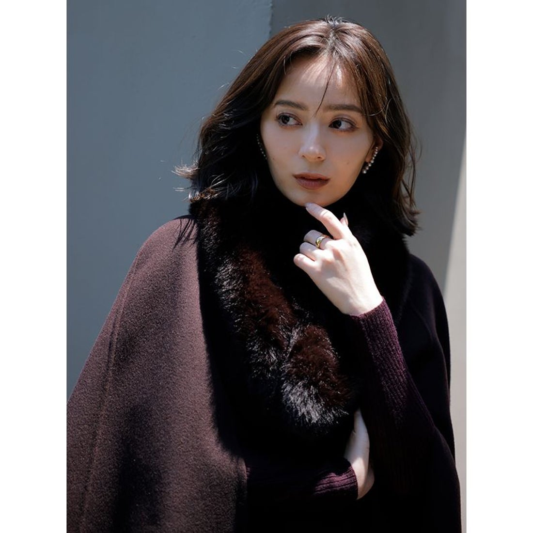 アニュアンス anuans ウールリバーケープコート （BROWN） -靴