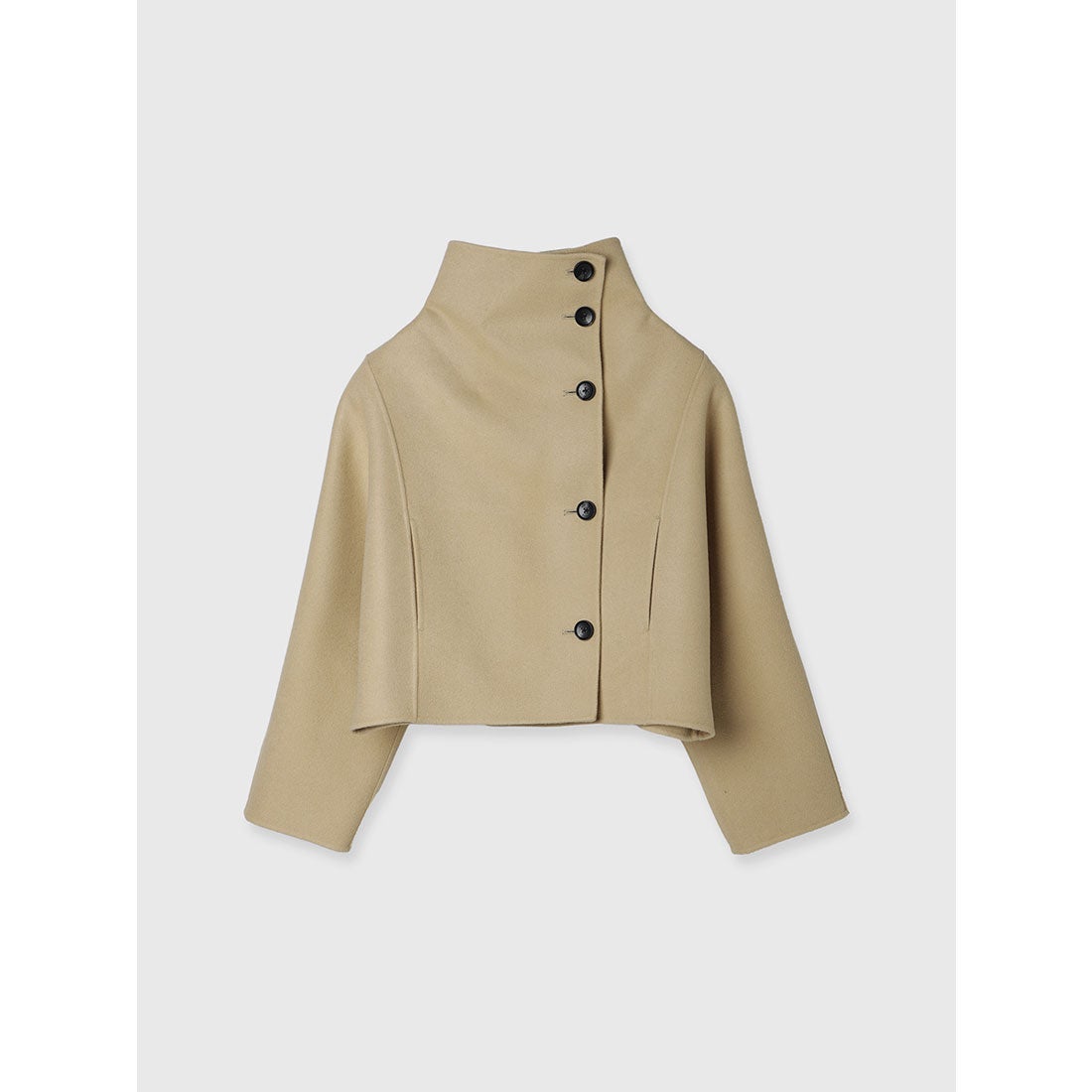 アニュアンス anuans スタンドネックリバーショートコート （BEIGE