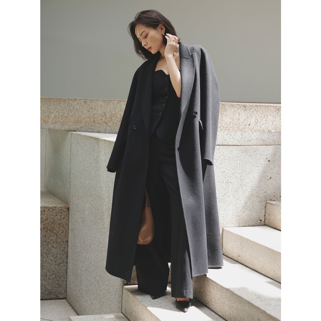 アニュアンス anuans リバーロングダブルポケットチェスターコート