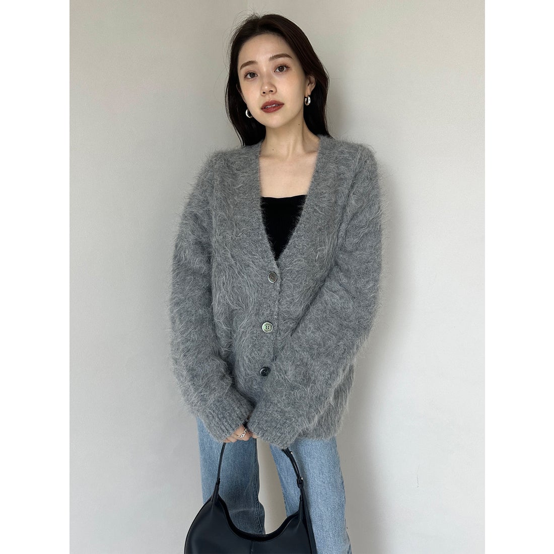 アニュアンス anuans *スーリーアルパカニットカーディガン （GREY