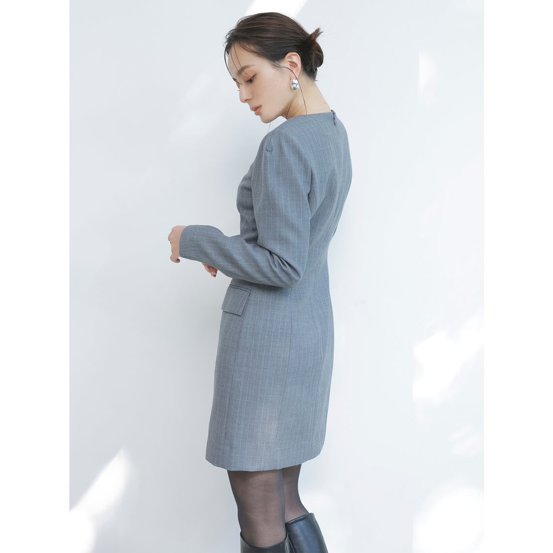 アニュアンス anuans パネルラインミニワンピース （GREY