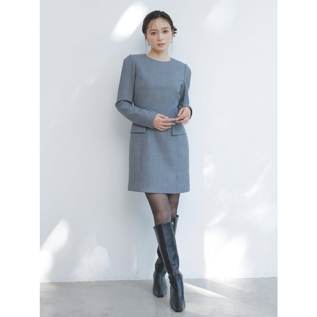 アニュアンス anuans パネルラインミニワンピース （GREY） -靴