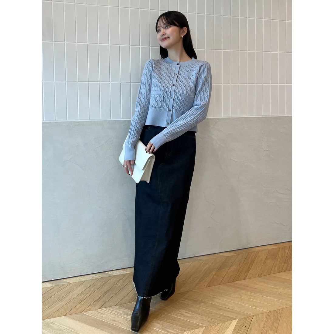 アニュアンス anuans *リトルケーブルニットカーディガン （TURQUOISE