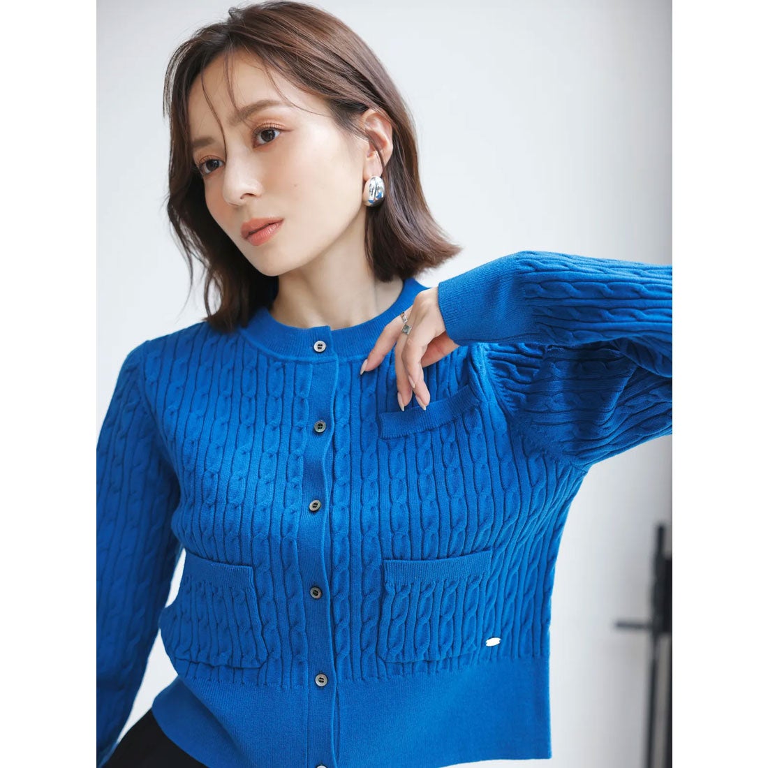 アニュアンス anuans *リトルケーブルニットカーディガン （TURQUOISE