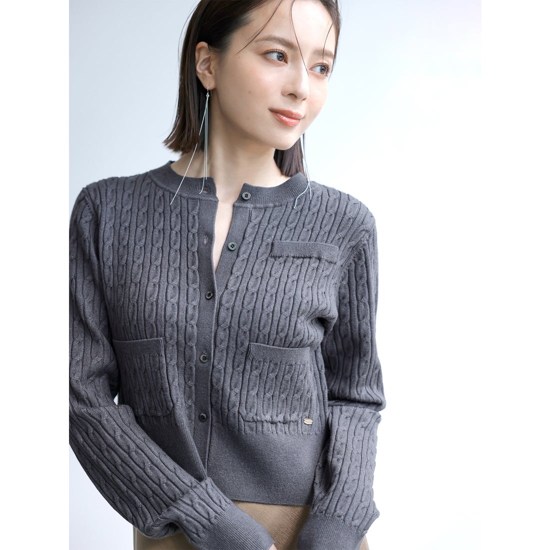 アニュアンス anuans *リトルケーブルニットカーディガン （SAX） -靴