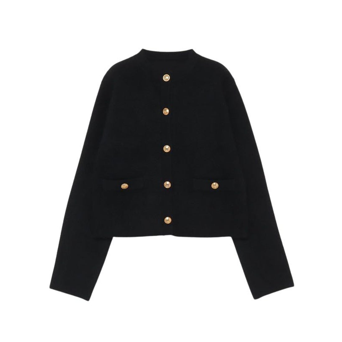 アニュアンス anuans ラクーンブレンドノーカラーニットジャケット