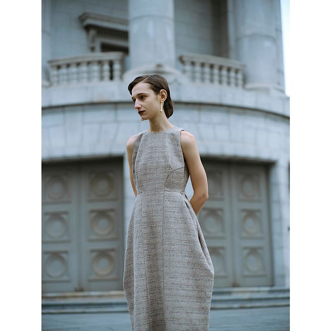 アニュアンス anuans ツイードコクーンワンピース （BEIGE） -靴