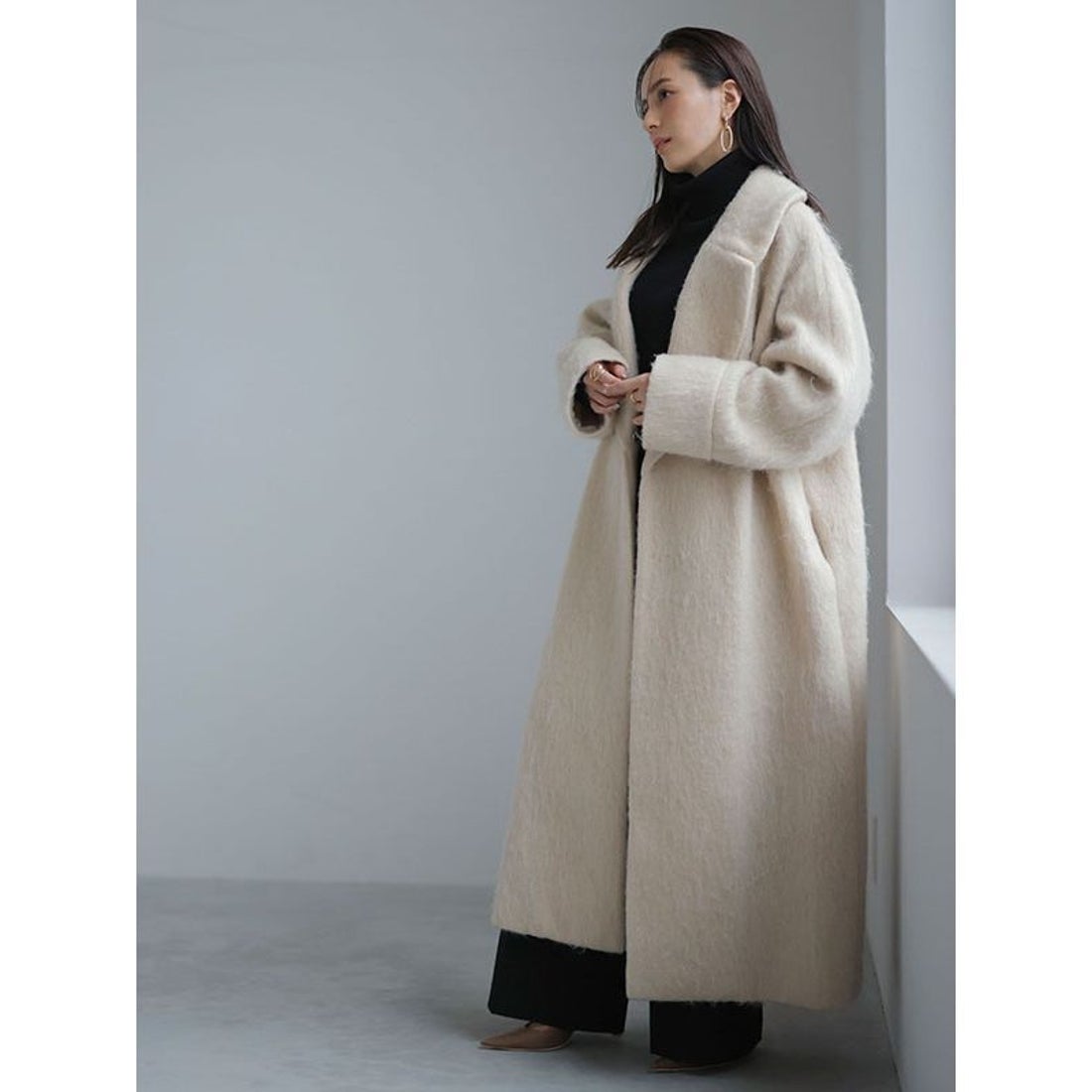 アニュアンス anuans ビッグラペルシャギーコート （LIGHTBEIGE