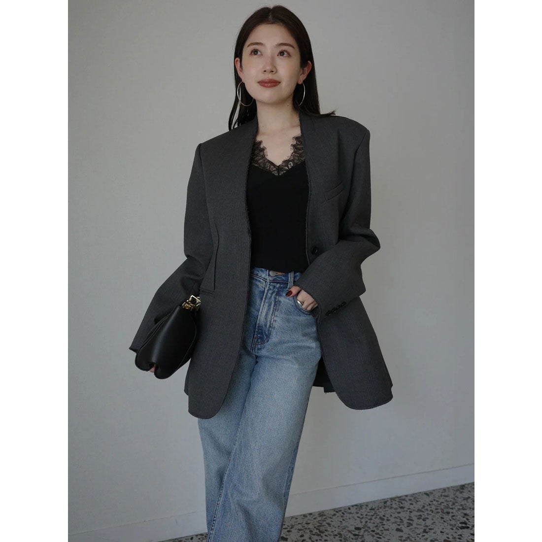 アニュアンス anuans レーストリムカップインキャミソール （BLACK