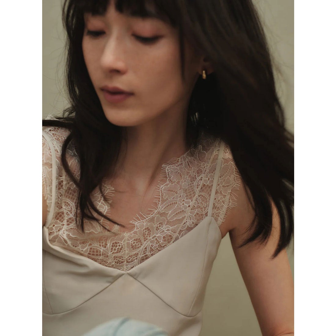 アニュアンス anuans レーストリムカップインキャミソール （BLACK