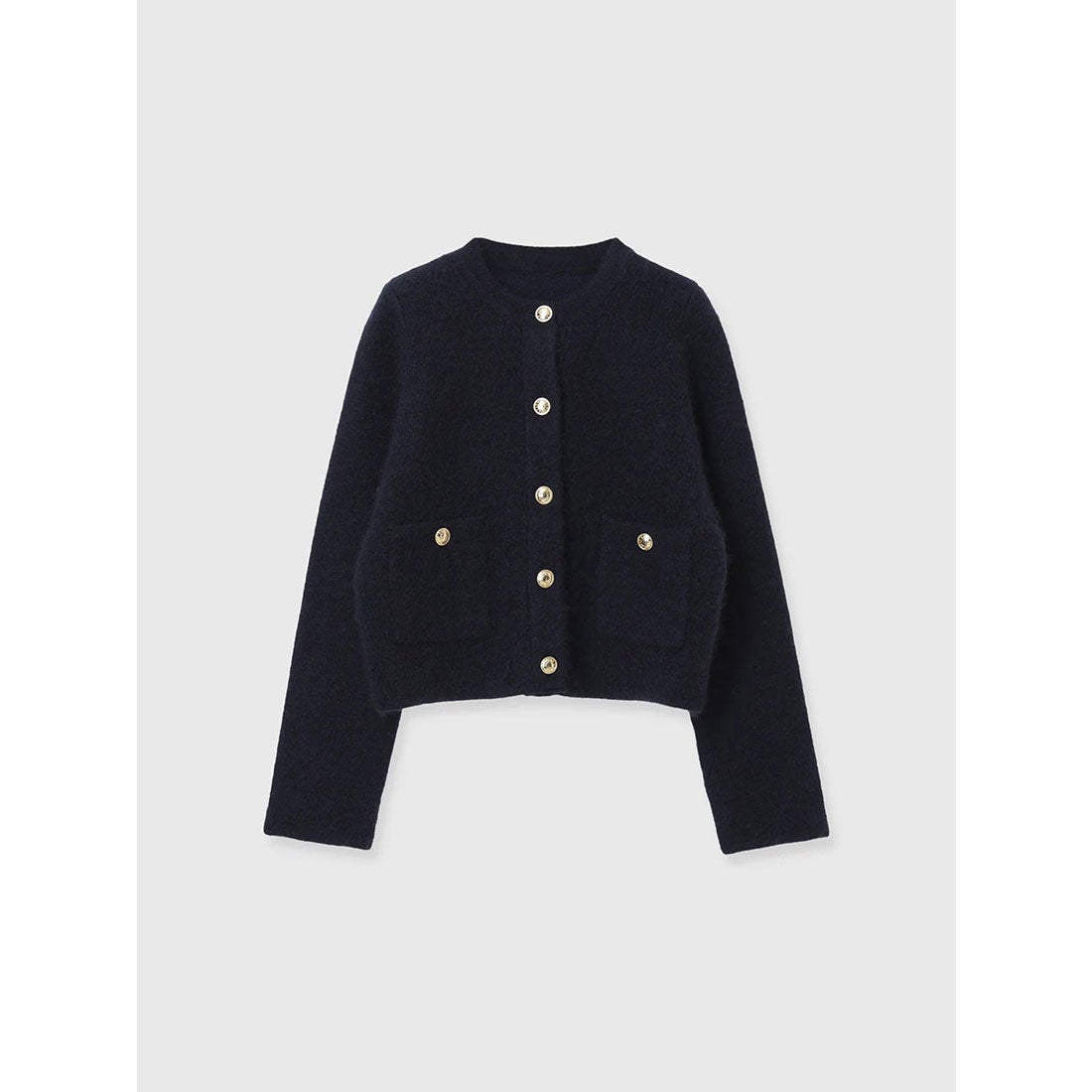 アニュアンス anuans カシミヤブレンドノーカラーニットジャケット