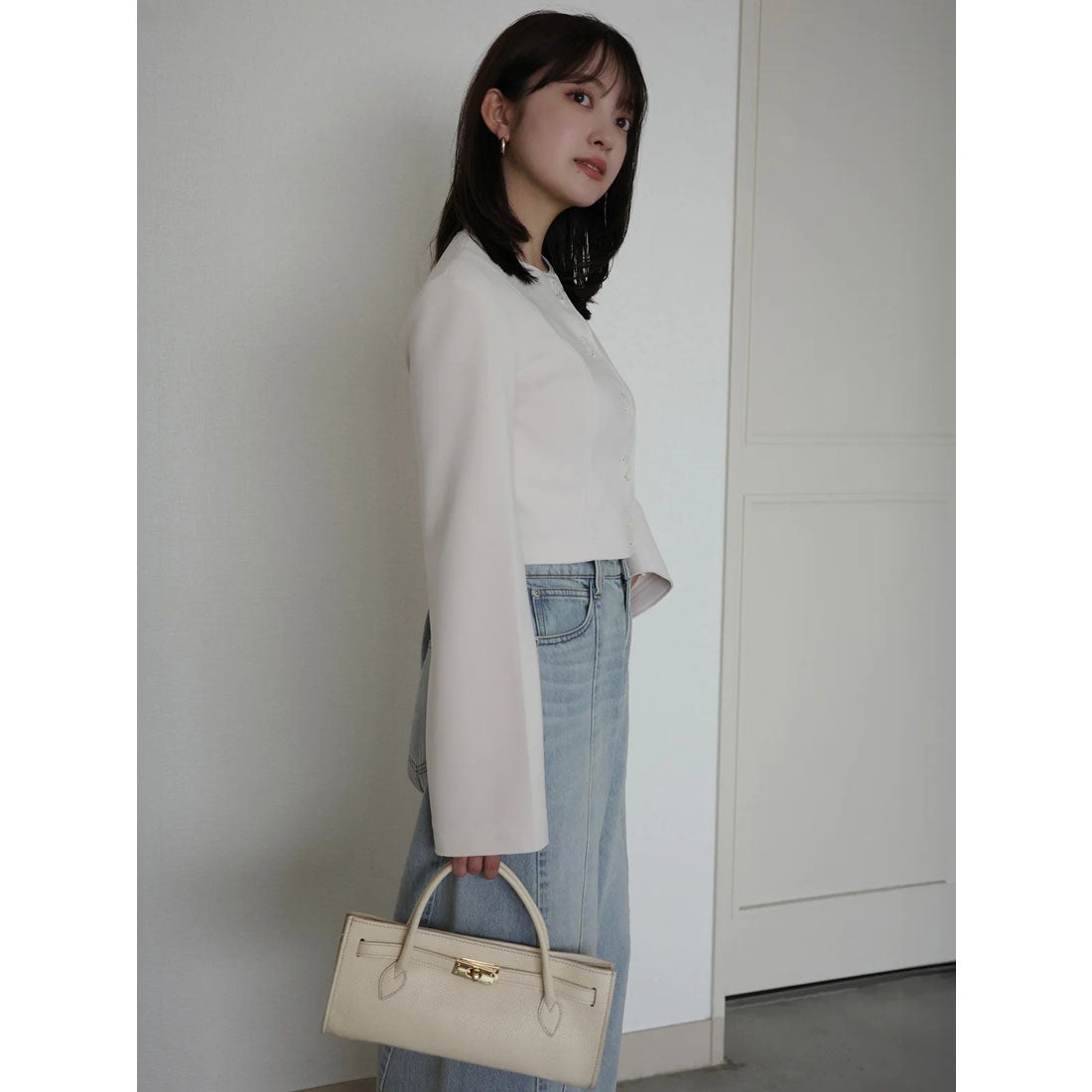 アニュアンス anuans カットジョーゼットショートカーディガン （BEIGE