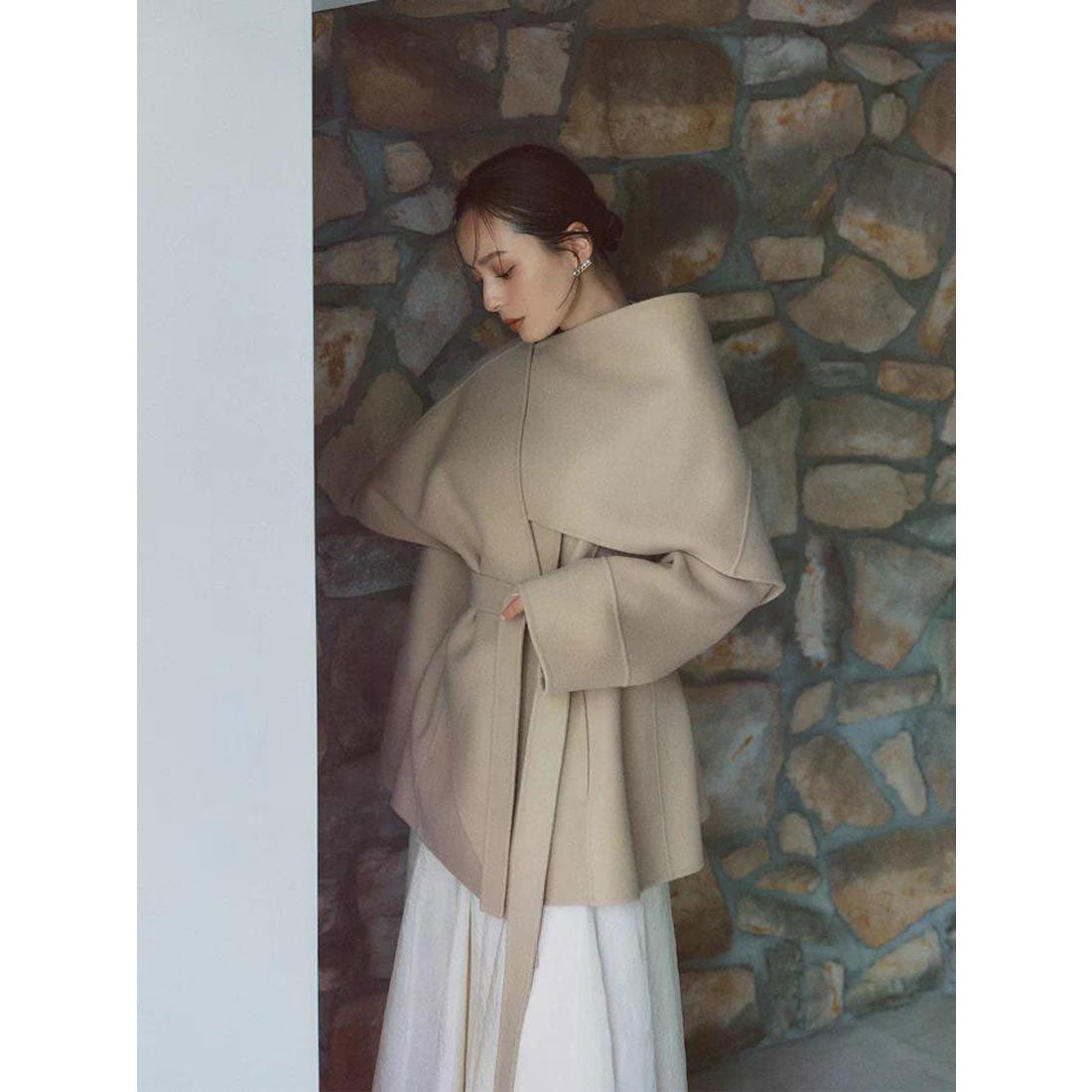 アニュアンス anuans リバーウールミドルマフラーコート （NAVY