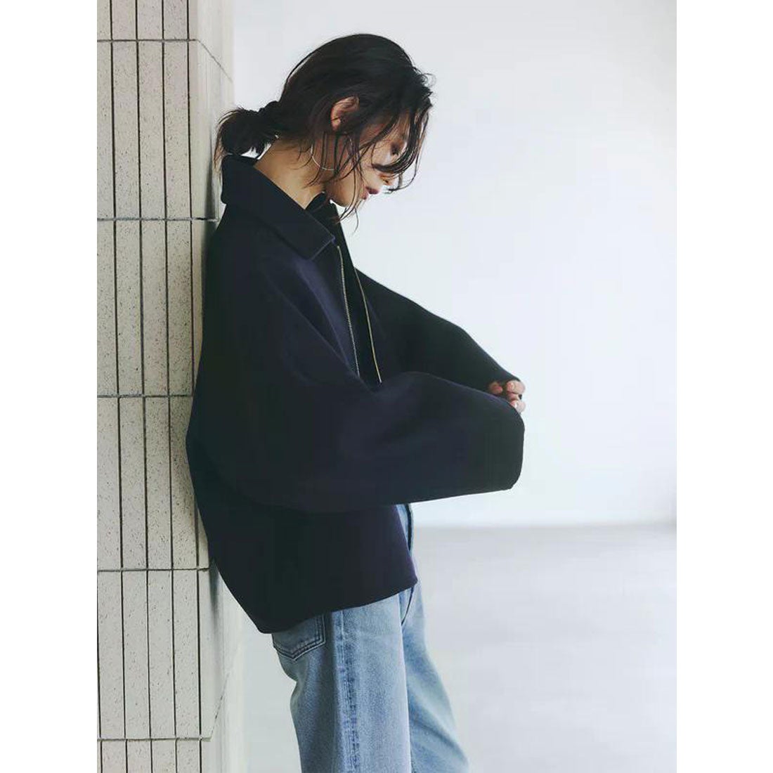 アニュアンス anuans リバーウールショートコート （NAVY