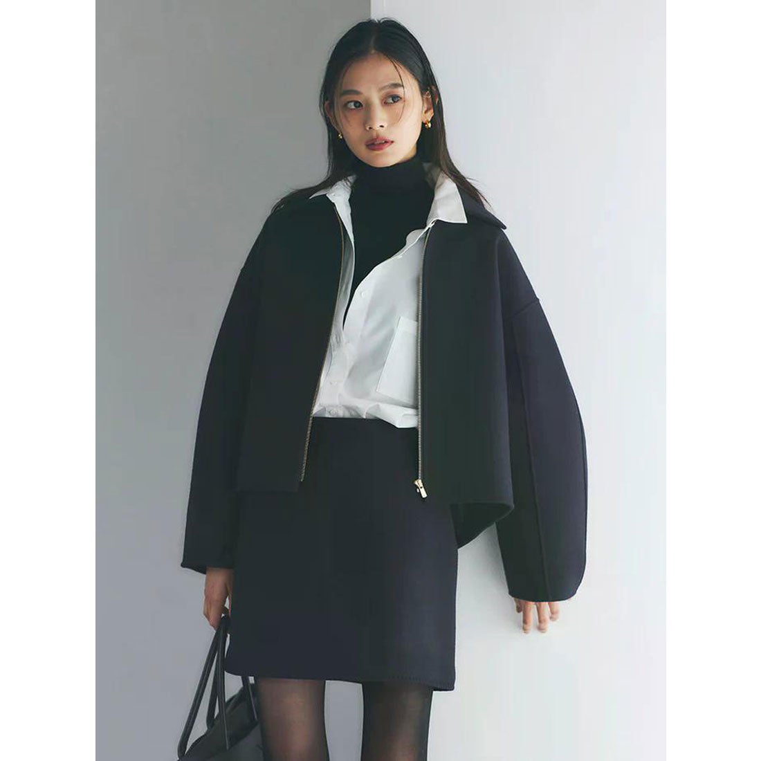 アニュアンス anuans リバーウールショートコート （NAVY