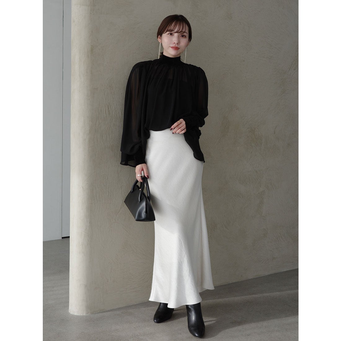 アニュアンス anuans ジョーゼットフレアブラウス （LIGHT BEIGE） -靴