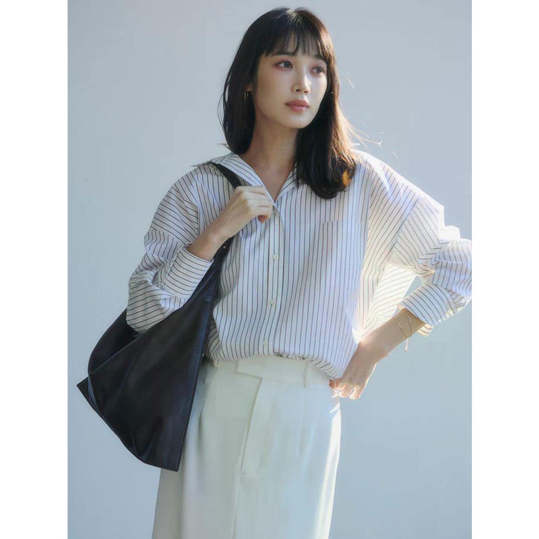 アニュアンス anuans 【STRIPE】スタンダードシャツ （SAX） -靴