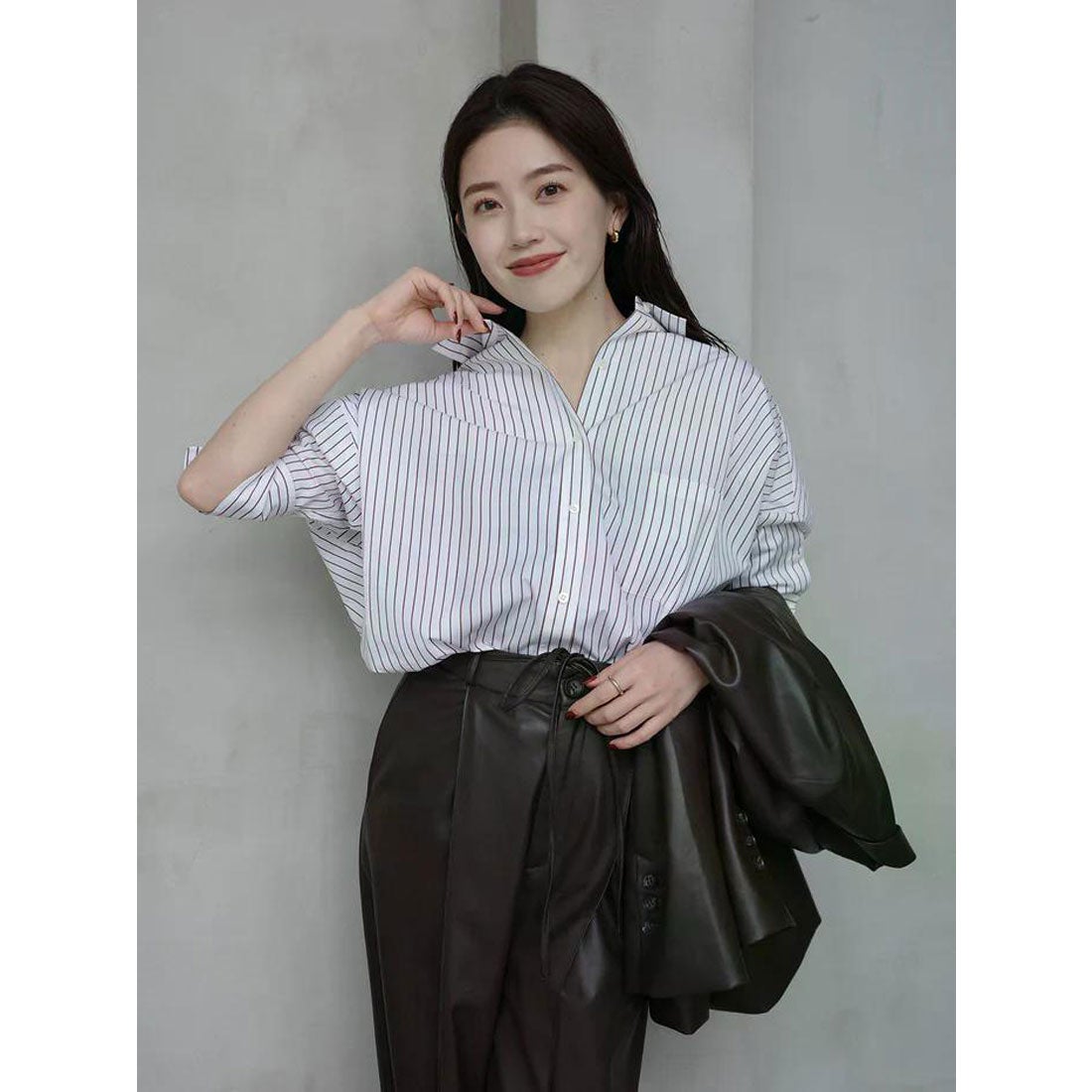 アニュアンス anuans 【STRIPE】スタンダードシャツ （SAX） -靴