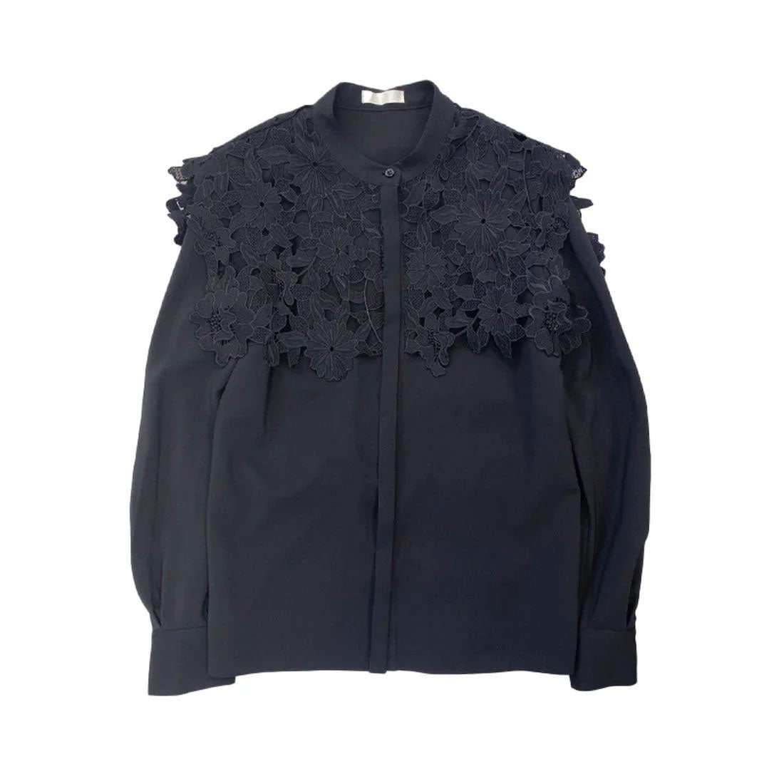 アニュアンス anuans 2wayスリーブレースドッキングブラウス （NAVY