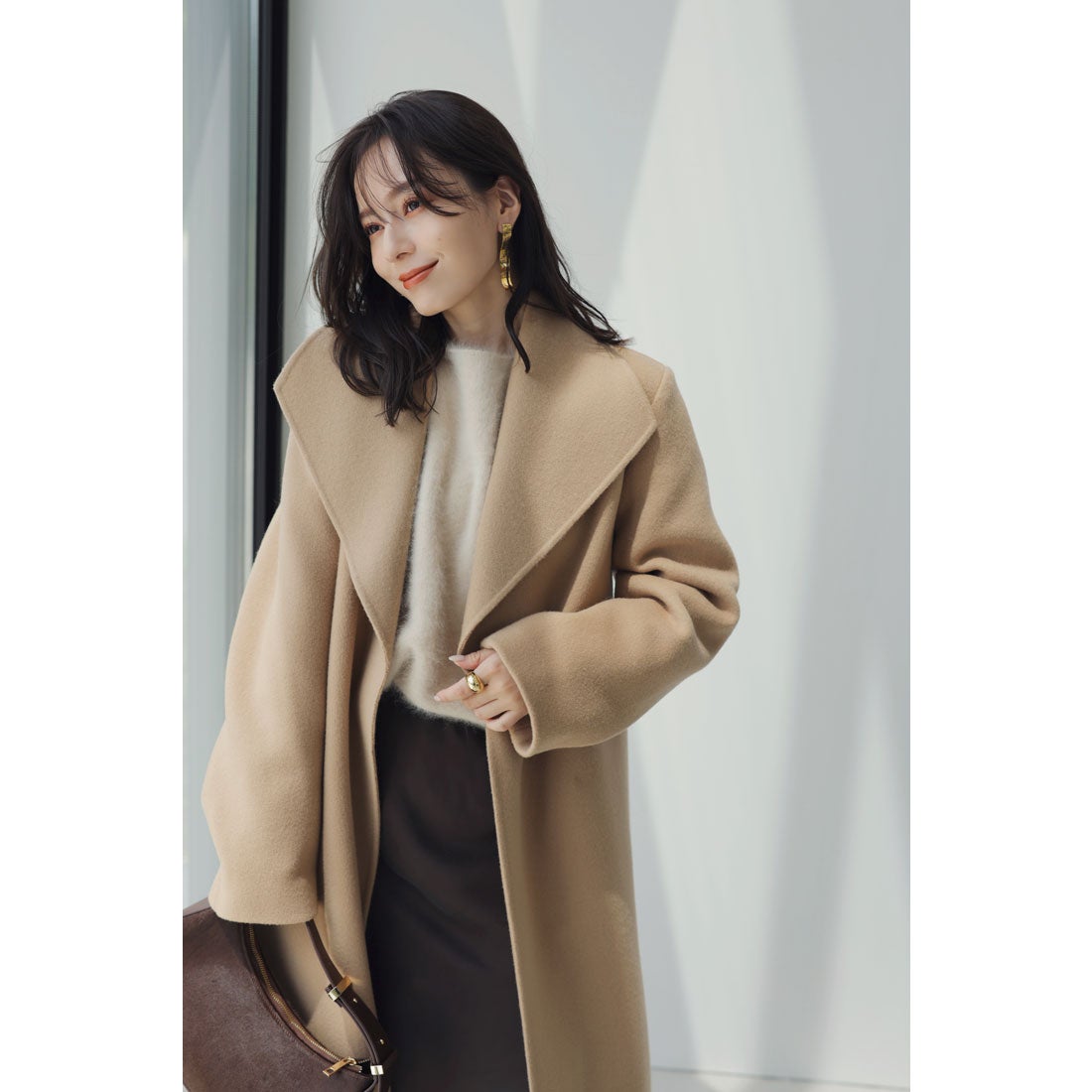 アニュアンス anuans ビッグカラーリバーコート （CAMEL） -靴