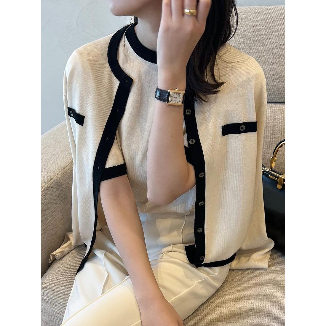 アニュアンス anuans シルクブレンドアンサンブルニット （IVORY） -靴