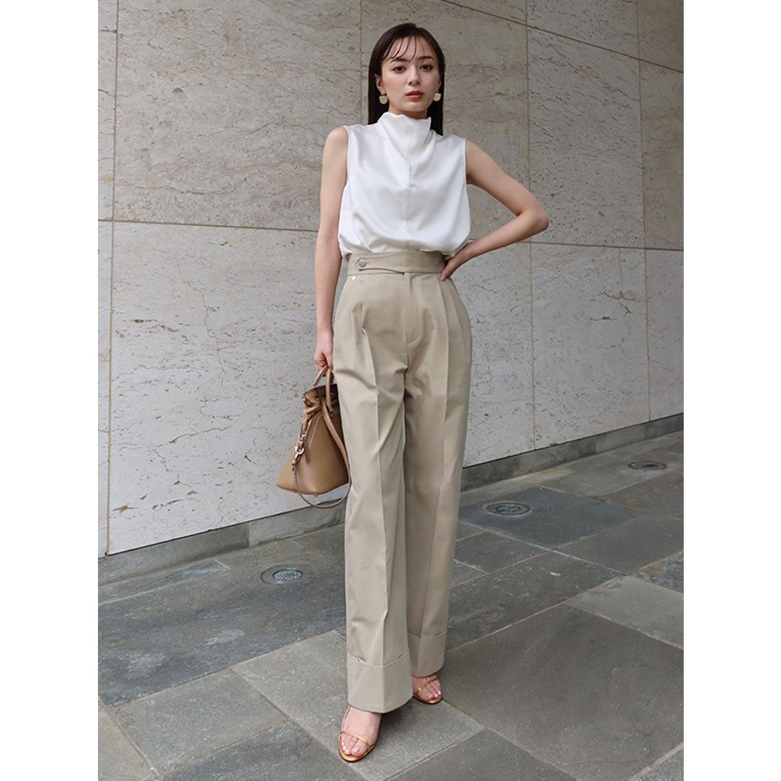 アニュアンス anuans ベルトデザインチノパンツ （IVORY