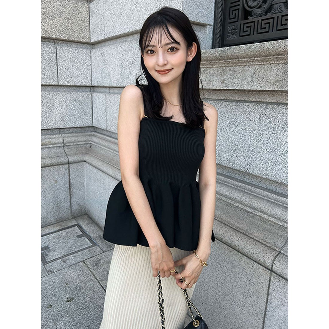 アニュアンス anuans ホールガーメントペプラムニットキャミソール