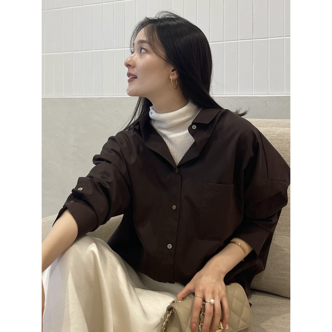 アニュアンス anuans スタンダードシャツ （BROWN） -ファッション通販