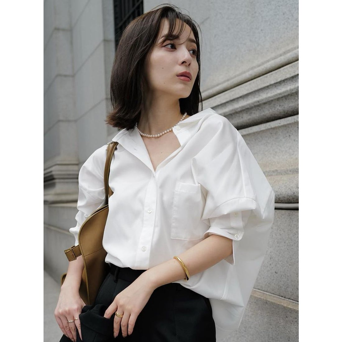 アニュアンス anuans スタンダードシャツ （WHITE） - ファッション