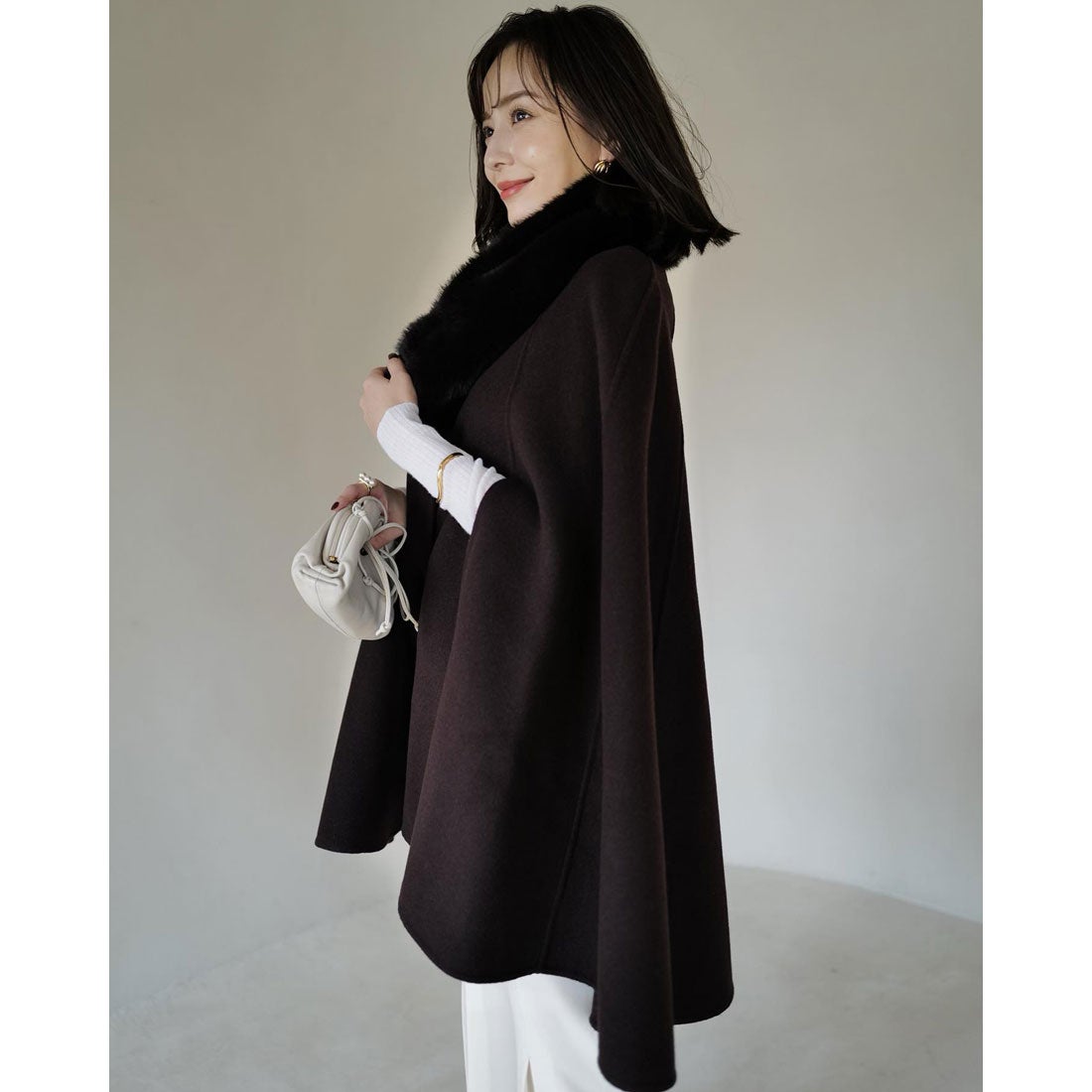 アニュアンス anuans ウールリバーケープコート （BROWN） -靴