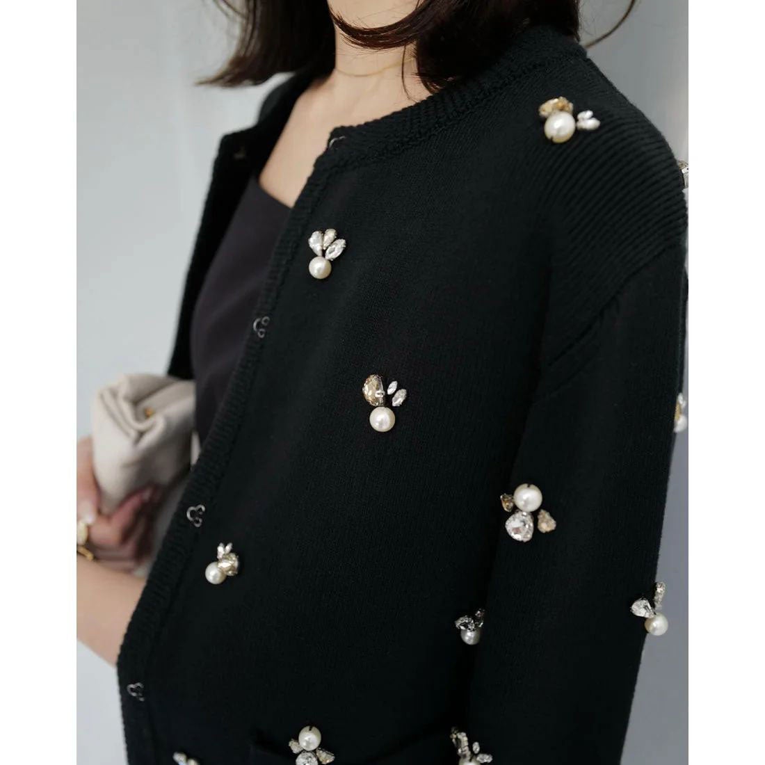 アニュアンス anuans ビジューニットジャケット （IVORY） -靴