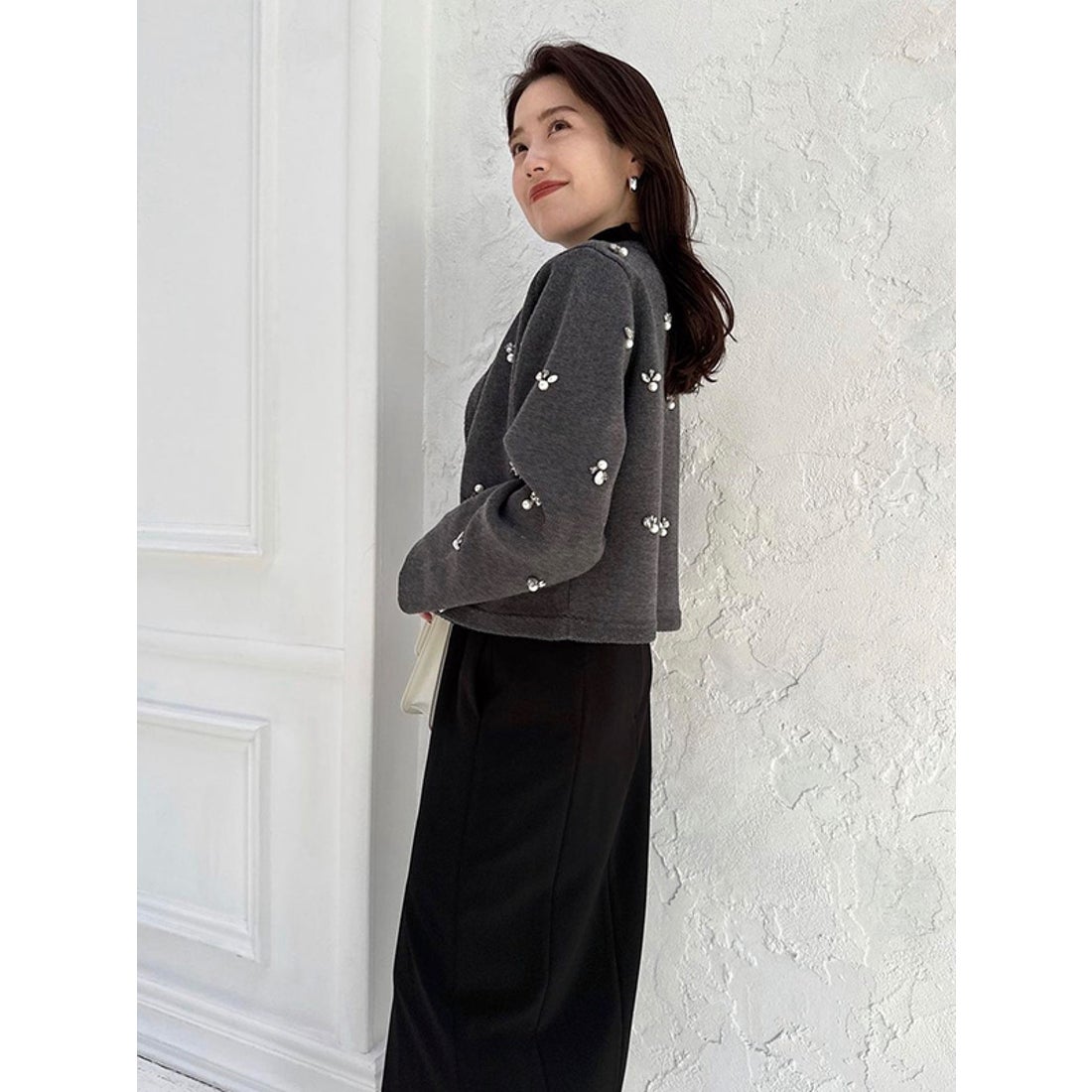 アニュアンス anuans ビジューニットジャケット （GREY） -靴