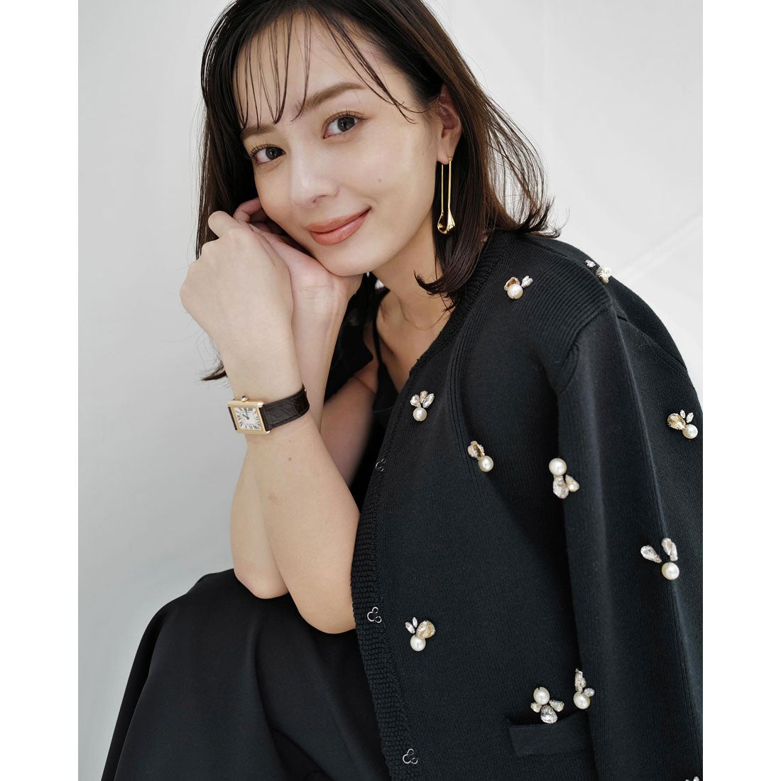 アニュアンス anuans ビジューニットジャケット （BLACK） -靴