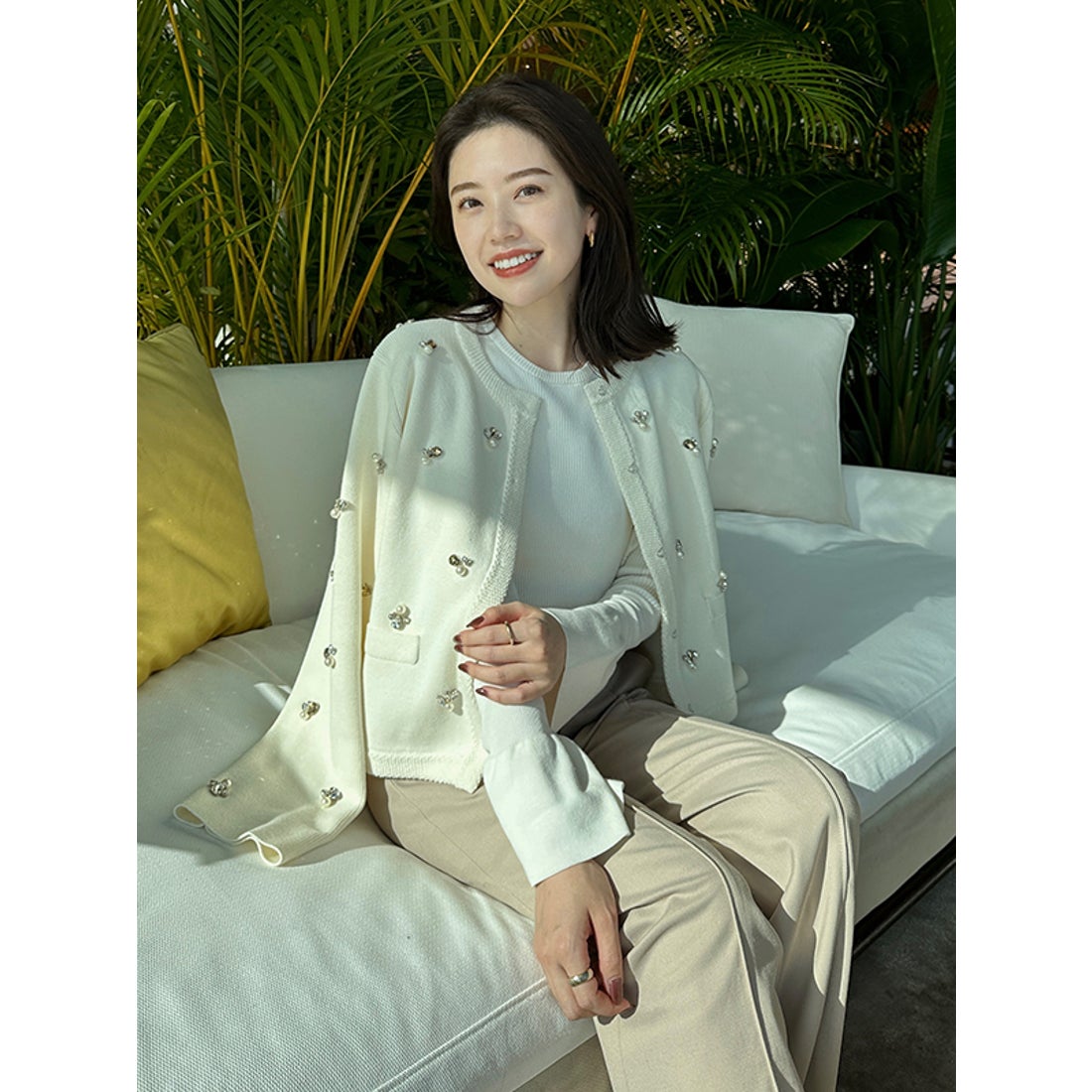 アニュアンス anuans ビジューニットジャケット （IVORY） -靴